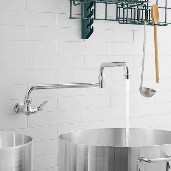 Waterloo Wall-Mounted Pot and Kettle Filler with Single Inlet and 24" Double-Jointed Swing Spout