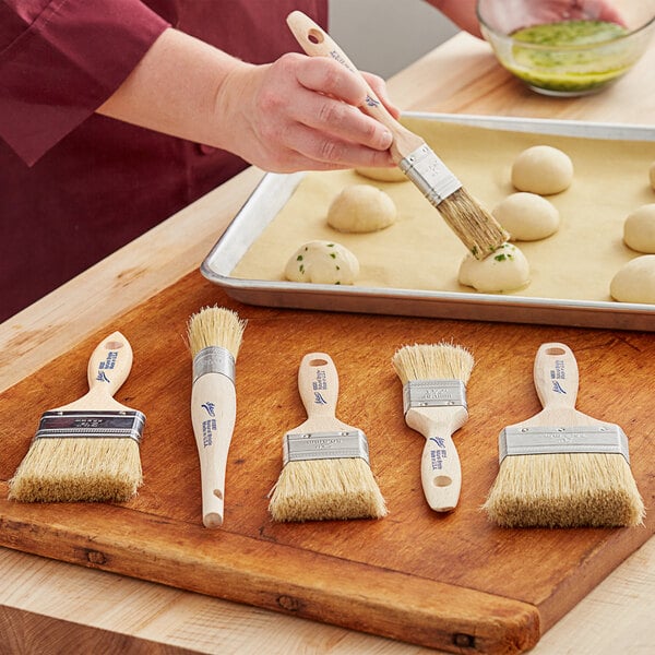 Pastry Tek Natural Wood Pastry / Basting Brush 4-Piece Set - with Boar  Bristles - 1 count box