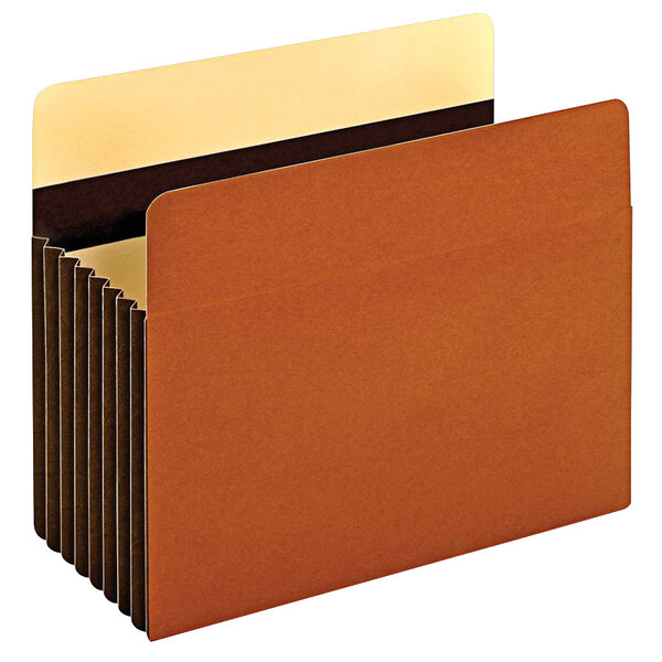 A brown Pendaflex file folder with a tan and yellow edge.