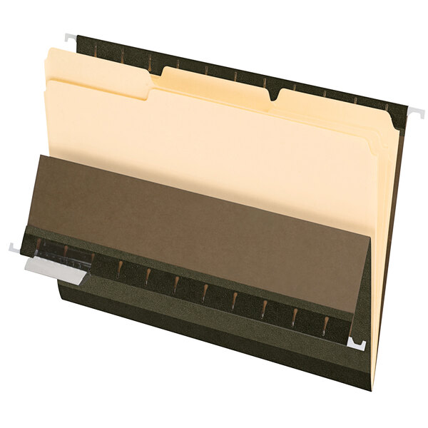 A Pendaflex manila file folder with three interior folders inside.