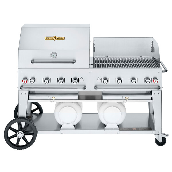 A Crown Verity Club Grill on a cart with a RWP roll dome and wind guard.