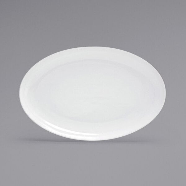 A white oval porcelain plate.