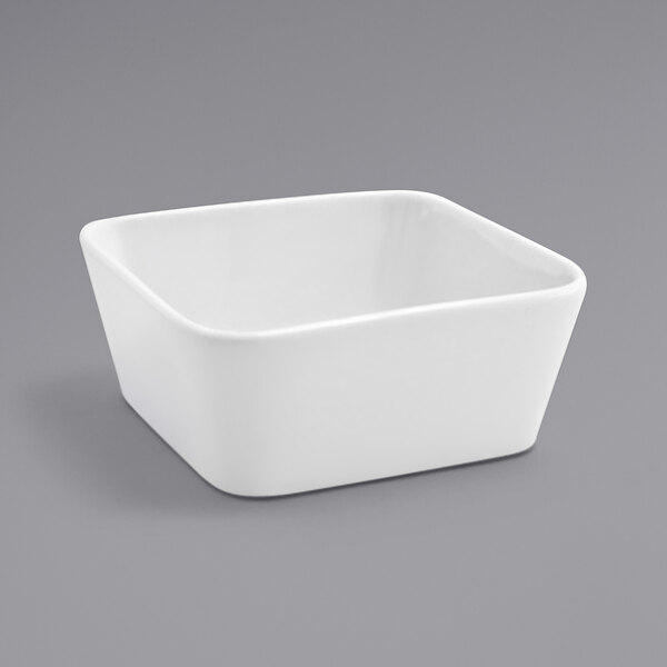 Front of the House DBO082WHP23 Mod 12 oz. Bright White Square Porcelain Bowl - 12/Case