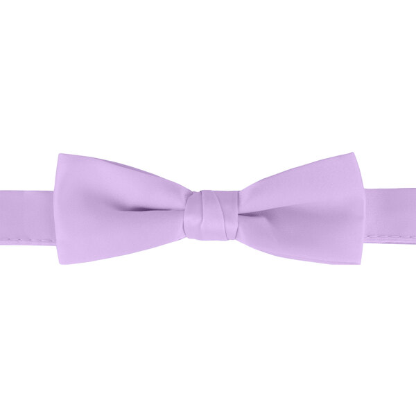 A close-up of a lilac Henry Segal poly-satin bow tie with an adjustable band.