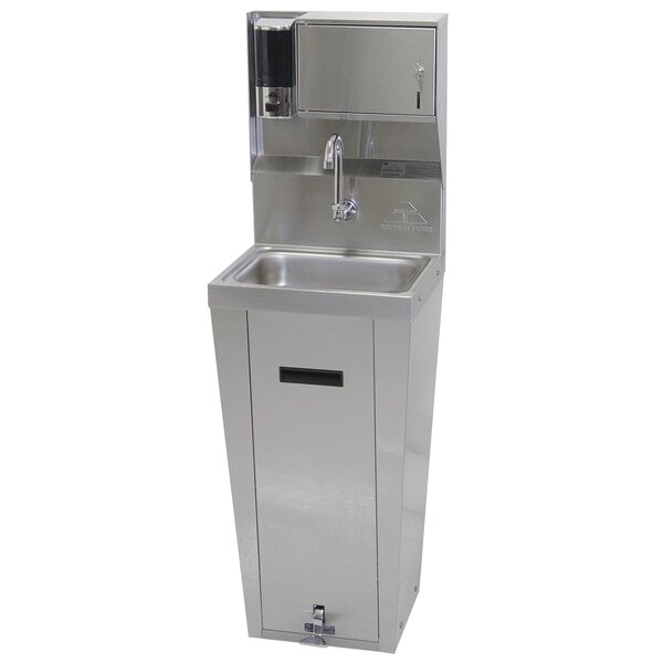 Advance Tabco 7-PS-95 Hands Free Hand Sink with Pedestal Base and Soap and Towel Dispenser