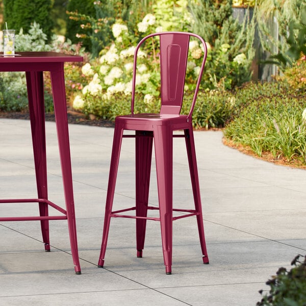 Lancaster Table & Seating Alloy Series Mulberry Outdoor Cafe Barstool