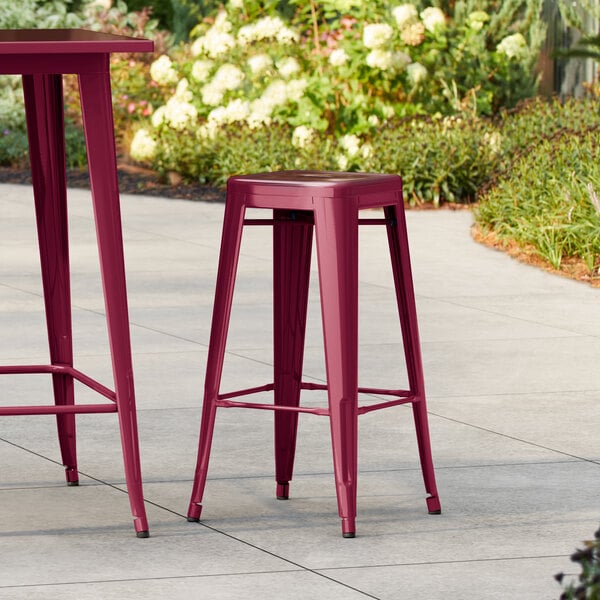 Lancaster Table & Seating Alloy Series Mulberry Outdoor Backless Barstool