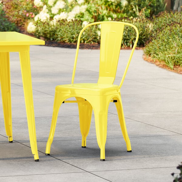 Lancaster Table & Seating Alloy Series Citrine Yellow Outdoor Cafe Chair