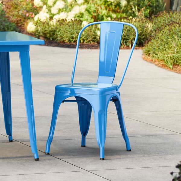 Lancaster Table & Seating Alloy Series Blue Quartz Outdoor Cafe Chair