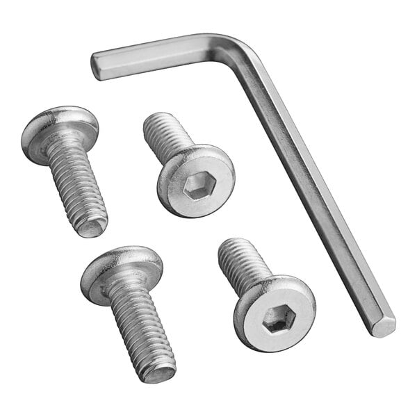 A set of Lancaster Table & Seating screws and nuts for industrial cafe barstools.