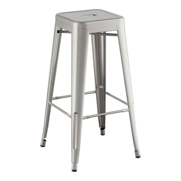 Lancaster Table & Seating Alloy Series Clear Coat Indoor Backless Barstool