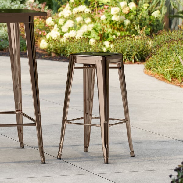 Lancaster Table & Seating Alloy Series Copper Outdoor Backless Barstool