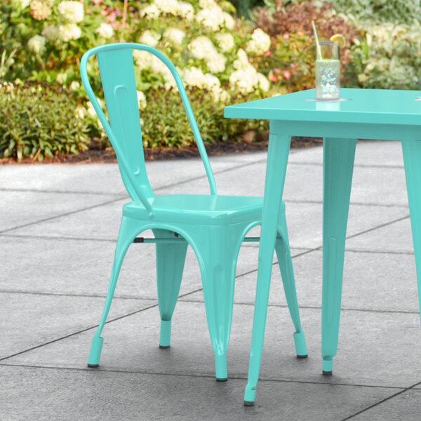 Lancaster Table & Seating Alloy Series Seafoam Outdoor Cafe Chair