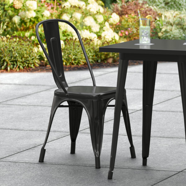 Lancaster Table & Seating Alloy Series Black Outdoor Cafe Chair