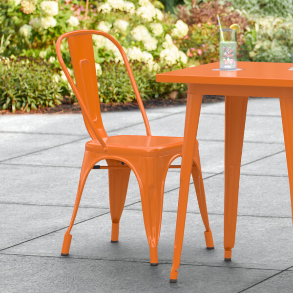 Lancaster Table & Seating Alloy Series Orange Outdoor Cafe Chair