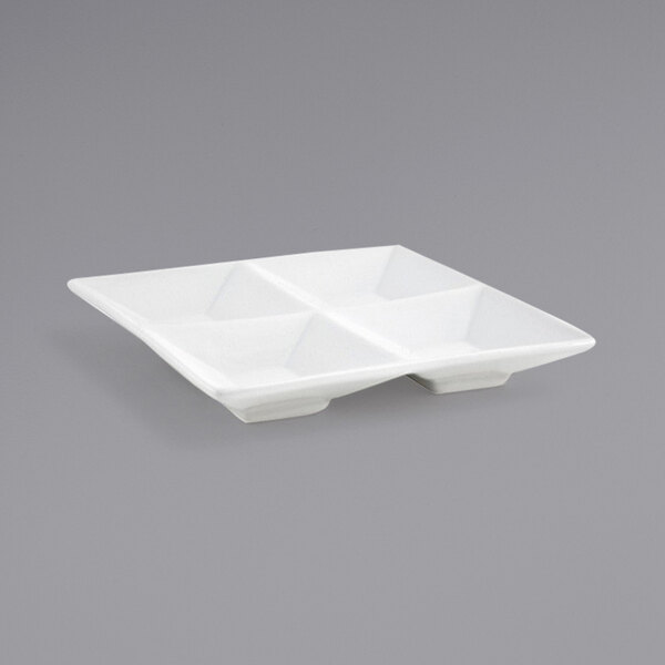 Front of the House Kyoto 4 oz. Bright White 4-Compartment Square