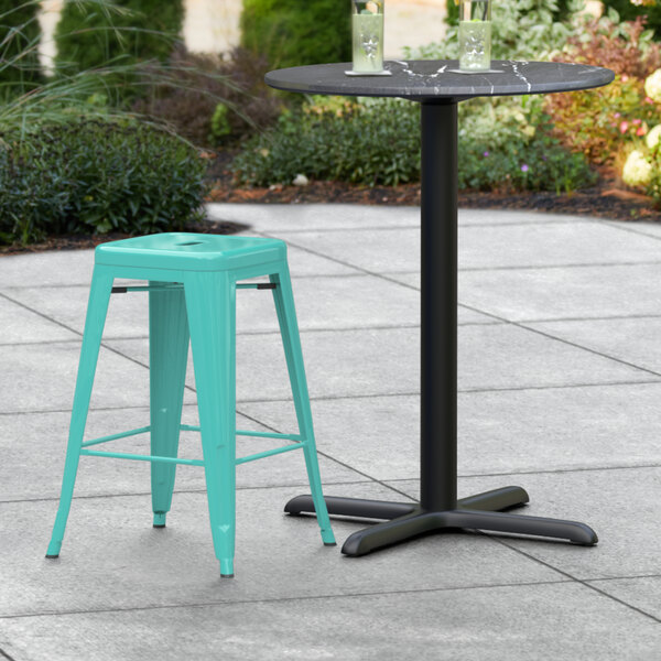 Lancaster Table & Seating Alloy Series Seafoam Outdoor Backless Counter Height Stool