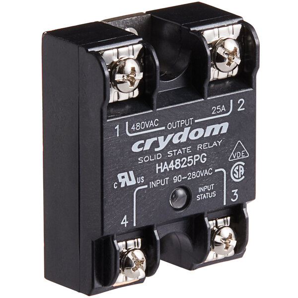 A black Estella Caffe solid state relay with silver screws.