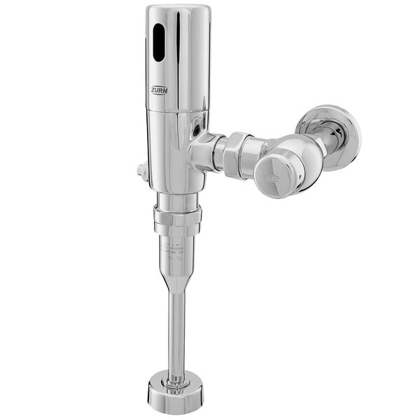A Zurn chrome urinal flush valve with a long life battery and automatic sensor.