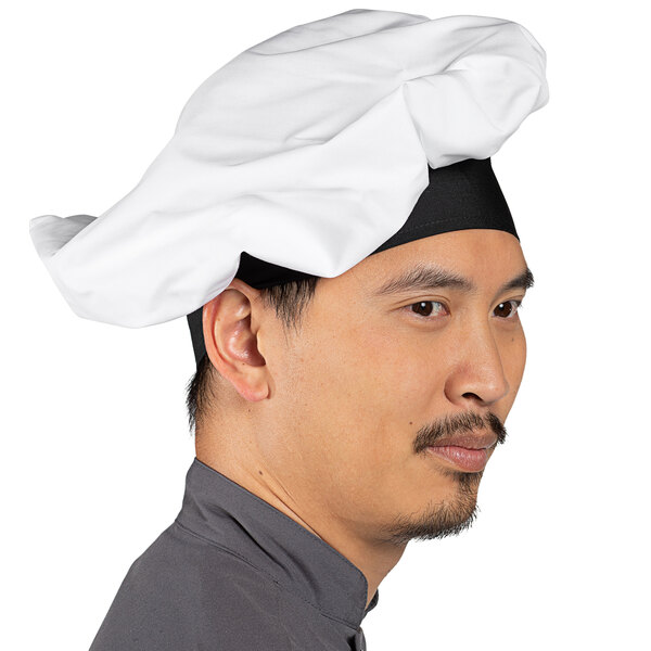 Chef White / Black Customizable Poplin Chef Hat 0100