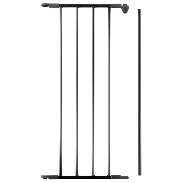 A black metal L.A. Baby BabyDan safety gate extension with several bars.
