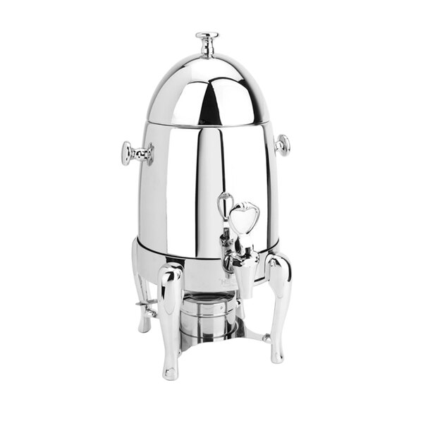 A stainless steel Eastern Tabletop Ballerina coffee chafer urn with a lid.