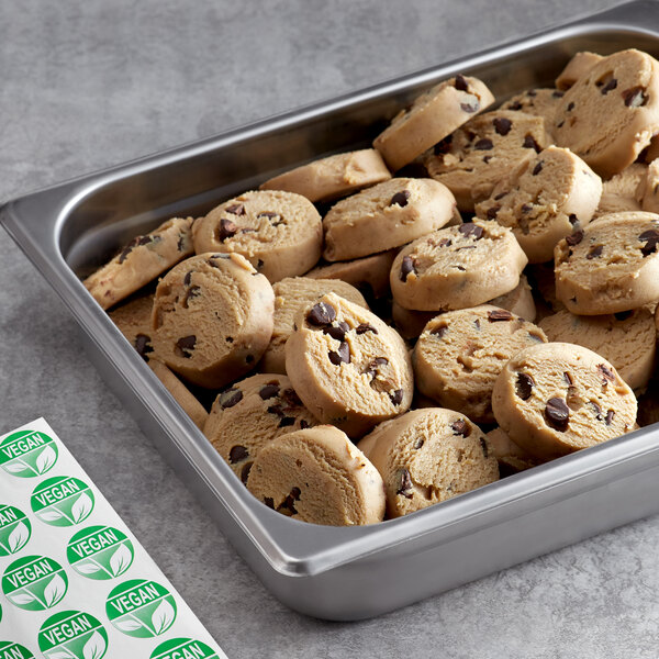 A tray of Rich's Jacqueline vegan chocolate chip cookie dough cookies.