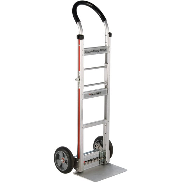 A silver and black Magliner two-wheel hand truck.