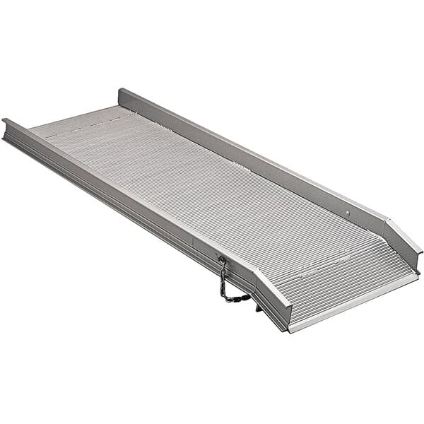 A Magliner metal walk ramp with a metal chain attached.
