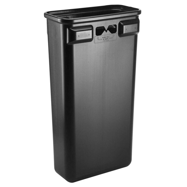 A black rectangular plastic container with a lid.