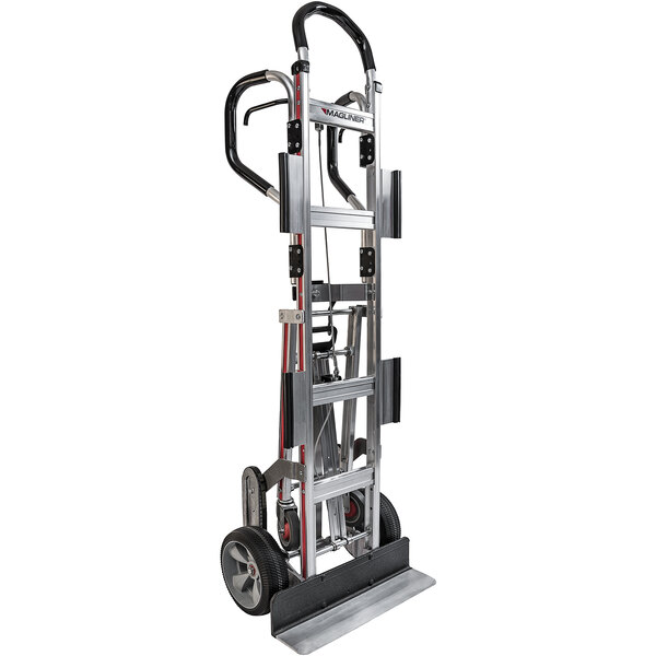 A white Magliner hand truck with wheels and a handle.