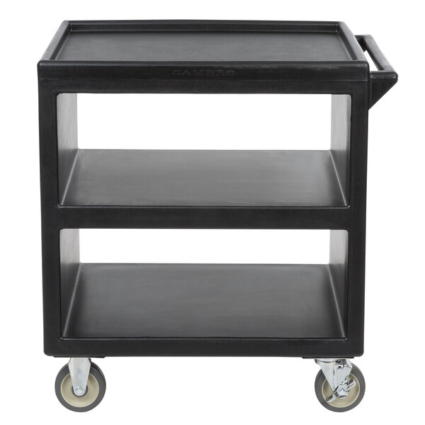 Cambro BC230110 Black Three Shelf Service Cart 33 1/4" x 20" x 34 5/8"