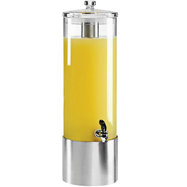 A Cal-Mil beverage dispenser with a yellow liquid in it.