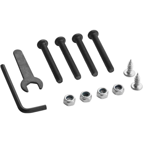 A set of Lancaster Table & Seating screws and bolts.