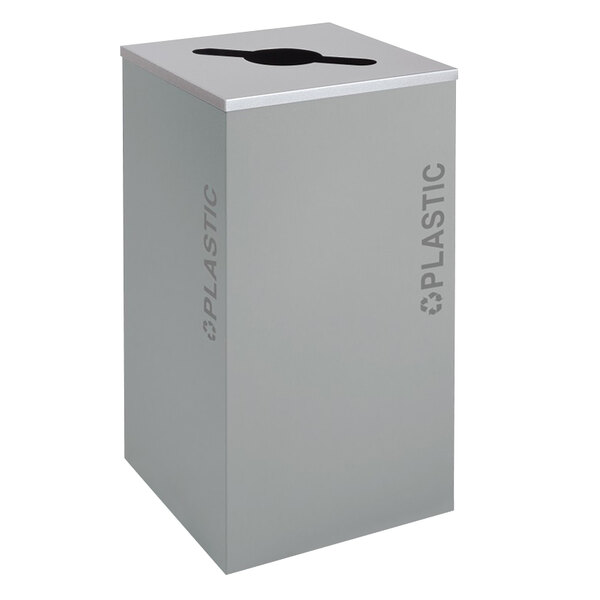 An Ex-Cell Kaiser black and hammered grey rectangular plastic receptacle with a black lid.