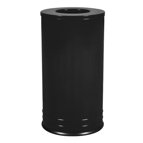 A black cylindrical Ex-Cell Kaiser International Collection waste receptacle with a lid.