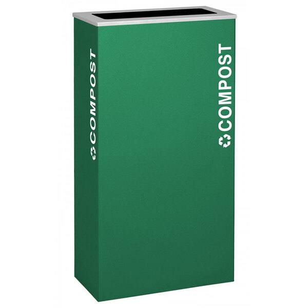 A rectangular green Ex-Cell Kaiser compost receptacle with white text.