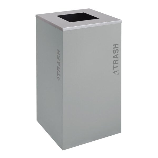 A black tie kaleidoscope hammered grey rectangular trash can with a lid.