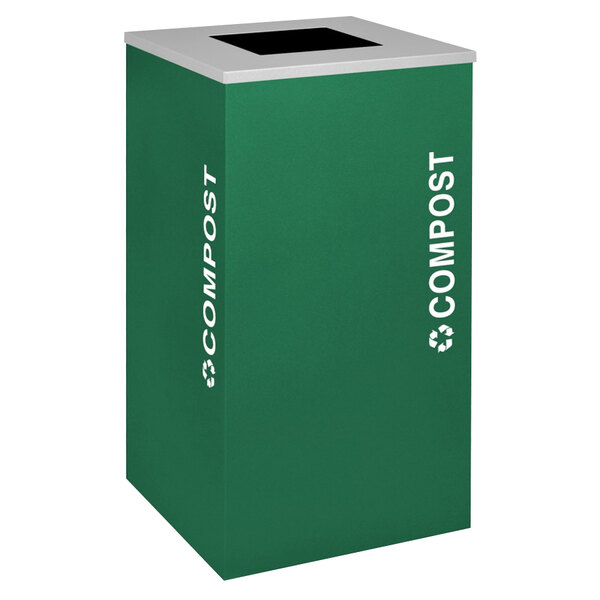 An Ex-Cell Kaiser green compost receptacle with white text.
