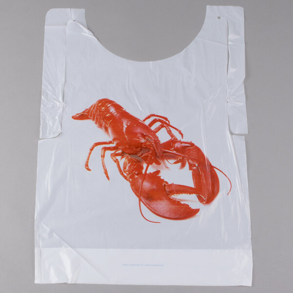 Lightweight High Quality 25 10 or 50 Disposable Poly Lobster Bibs with tie 