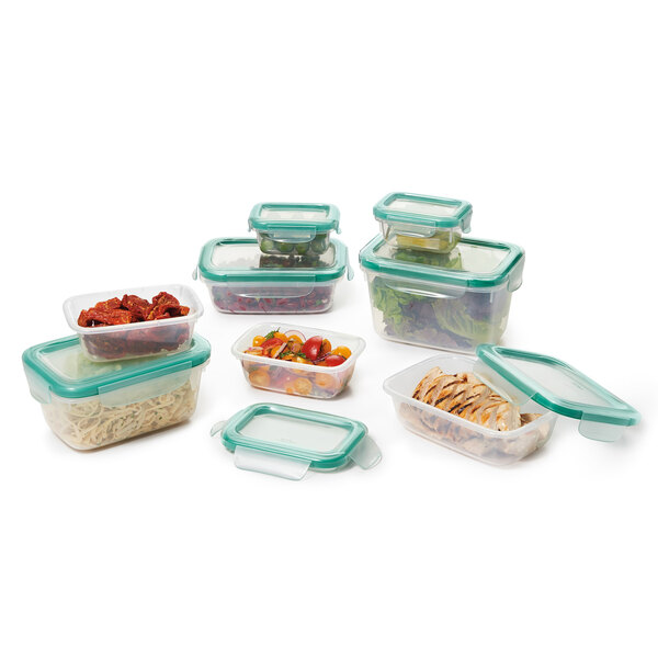 OXO Good Grips Smart Seal Clear Rectangular Polypropylene Container Set  with Leak Proof Snap-On Lids - 16-Piece
