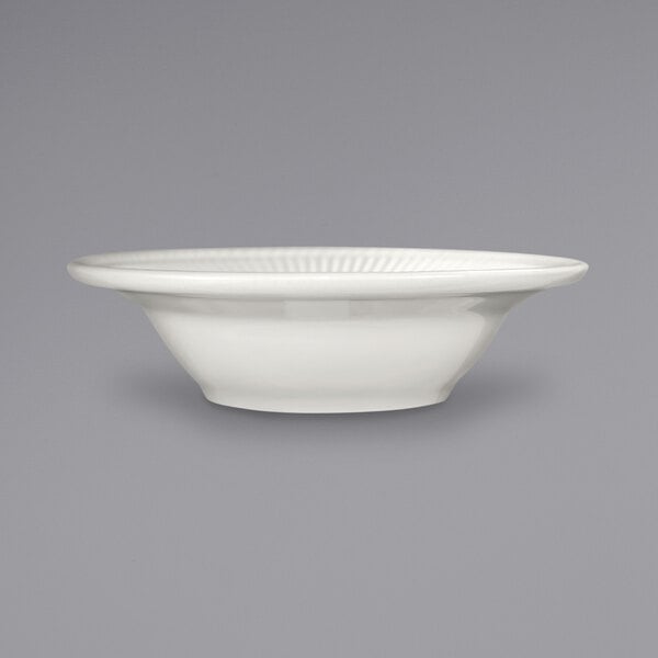 International Tableware AT-10 Athena 6.5 oz. Ivory (American White) Wide Rim Rolled Edge Embossed Stoneware Grapefruit Bowl - 36/Case
