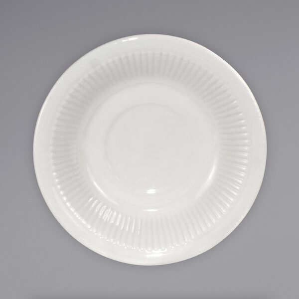 International Tableware AT-2 Athena 5 1/2" Ivory (American White) Embossed Stoneware Saucer - 36/Case