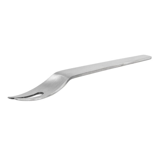 A stainless steel scoop fork with a sharp point.