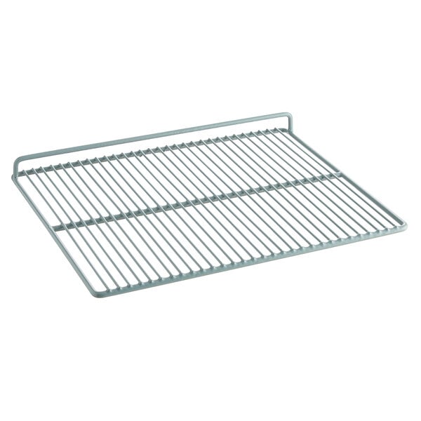 An Avantco wire shelf with a metal grid.