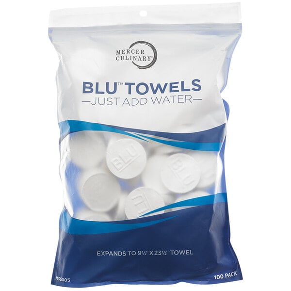 Mercer Culinary BLU™ Compressed Foodservice Towel 9 1/2" x 23 1/2" - 100/Pack