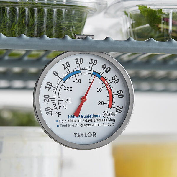 Taylor 5924 Refrigerator Thermometer, 3-1/4 x 3-3/4, Stainless Steel