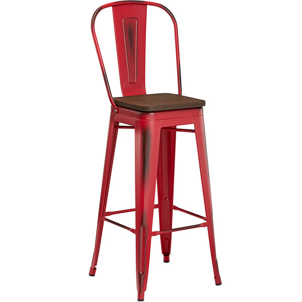 Lancaster Table Seating Alloy Series, Red Pub Table And Stools