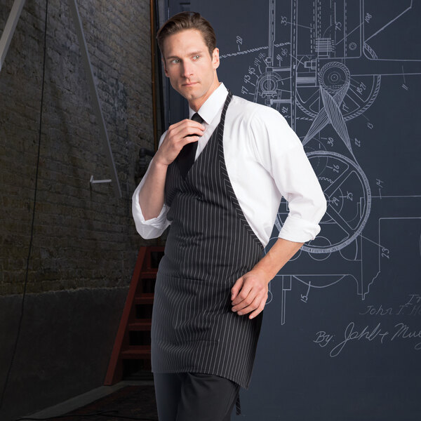 Chef 3041 Pinstripe Customizable PolyCotton Twill VNeck