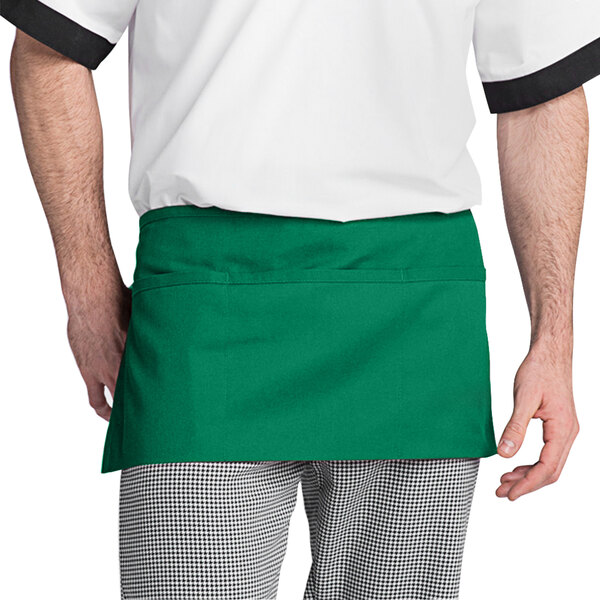 Uncommon Threads 3067 Kelly Green Customizable Waist Apron with 3 Pockets - 11" x 23"